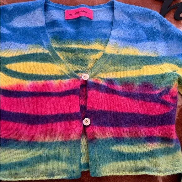 The Elder Statesman Cashmere Set Frank Cardigan and Dip Dye Chunky Cable Shorts - Picture 9 of 15